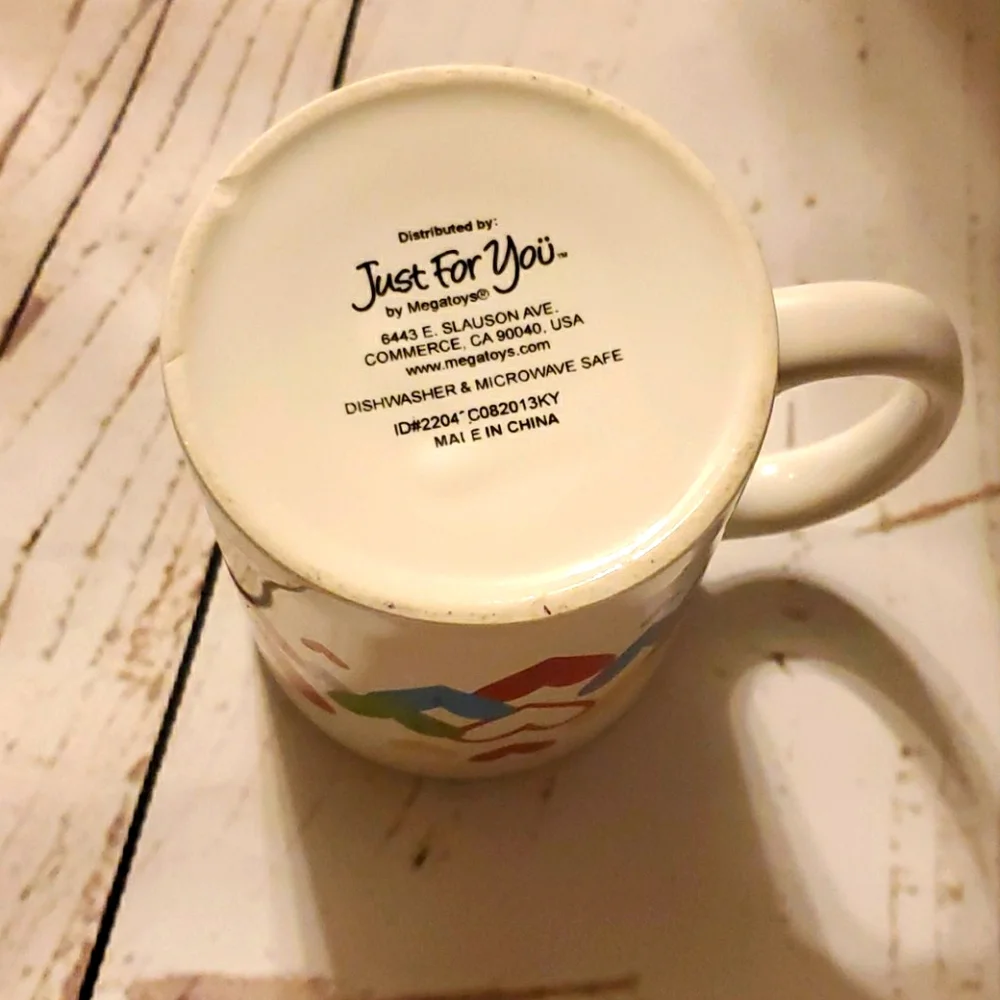 Just for You by Megatoys rainbow hearts coffee mug